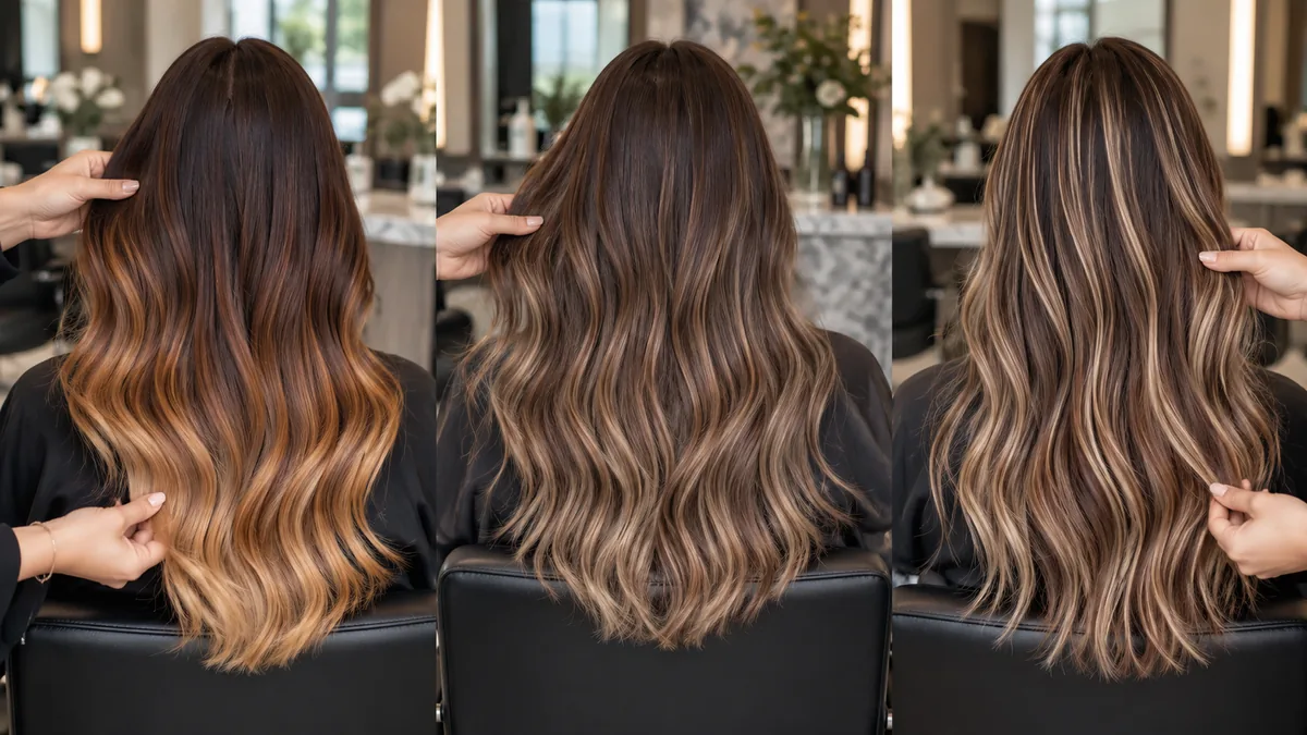 Ombre, sombre ve röfle renk geçişlerinin yan yana karşılaştırması