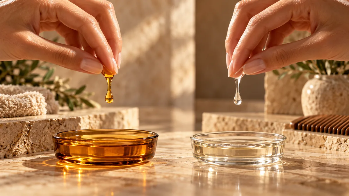 Saç yağı ile serum miktarının iki elde karşılaştırılması